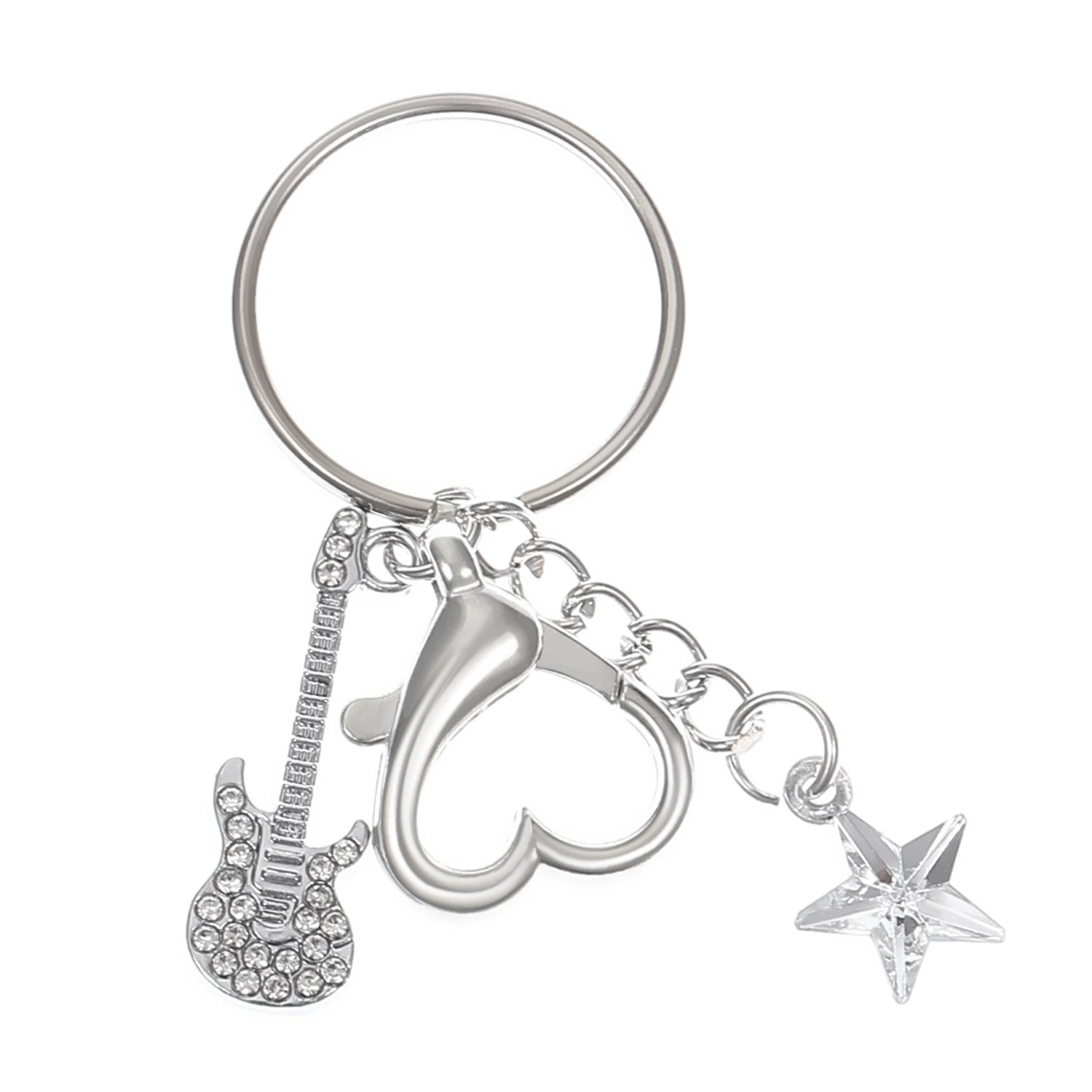 Wholesale Electric Guitar Star Bass Alloy Keychains